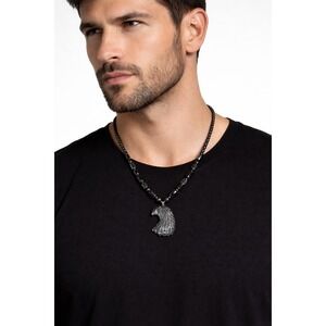 Authentic‎ Hematite Eagle Head Pendant Charm Statement Men's Necklace